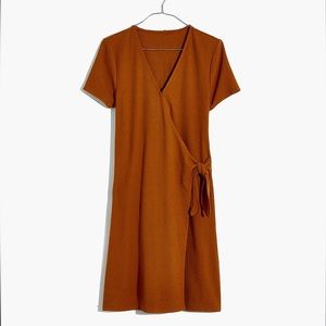 Madewell Short-Sleeve Side-Tie Dress - Burnt Orange NWOT